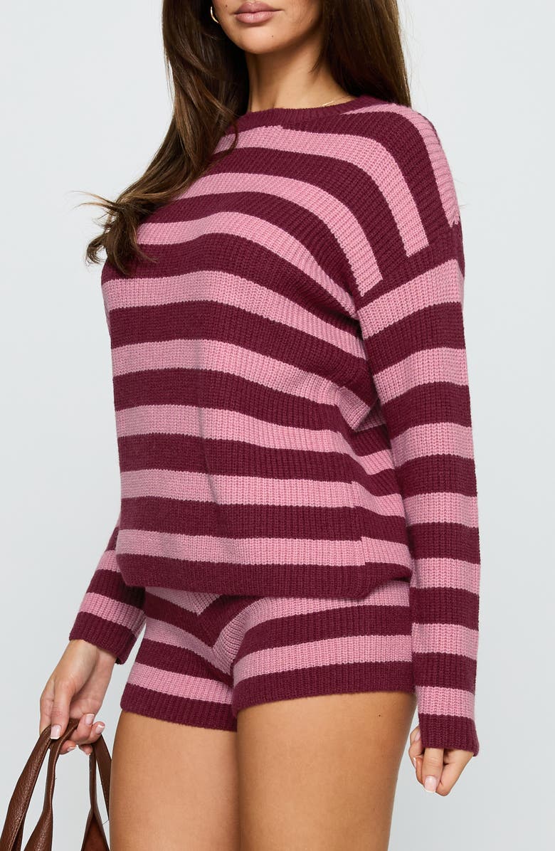 Princess Polly Whole New World Stripe Knit Sweater & Shorts Set, Alternate, color, Pink Stripe