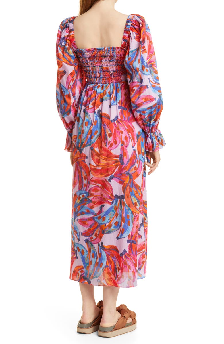 FARM Rio Bananas Smocked Long Sleeve Maxi Dress, Alternate, color, 