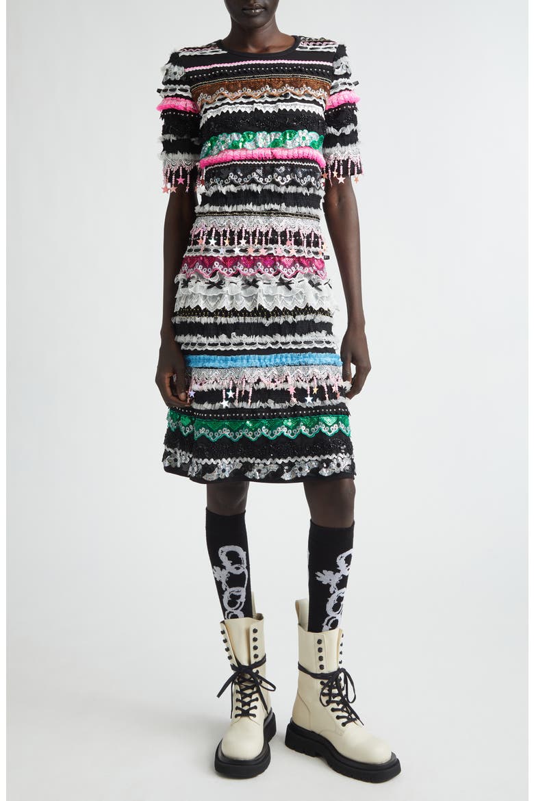 Starbrites Embellished Jersey Dress, Main, color, BLACK MULTI