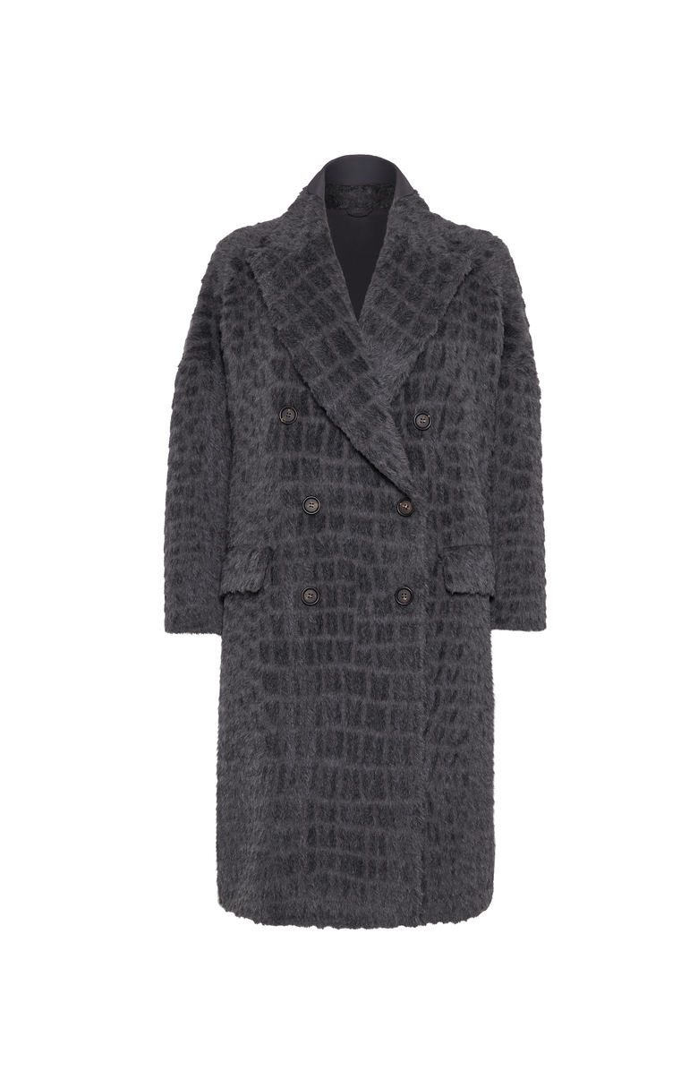 Brunello Cucinelli Croc embroidery coat, Main, color, Anthracite
