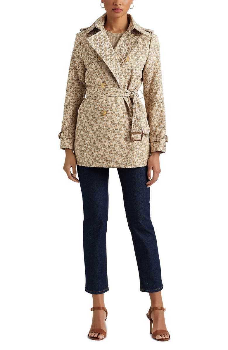 Lauren Ralph Lauren Monogram Belted Trench Coat, Alternate, color,