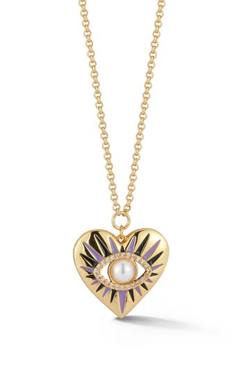 Chloe & Madison Chloe And Madison Evil Eye Heart Pendant Necklace In Gold