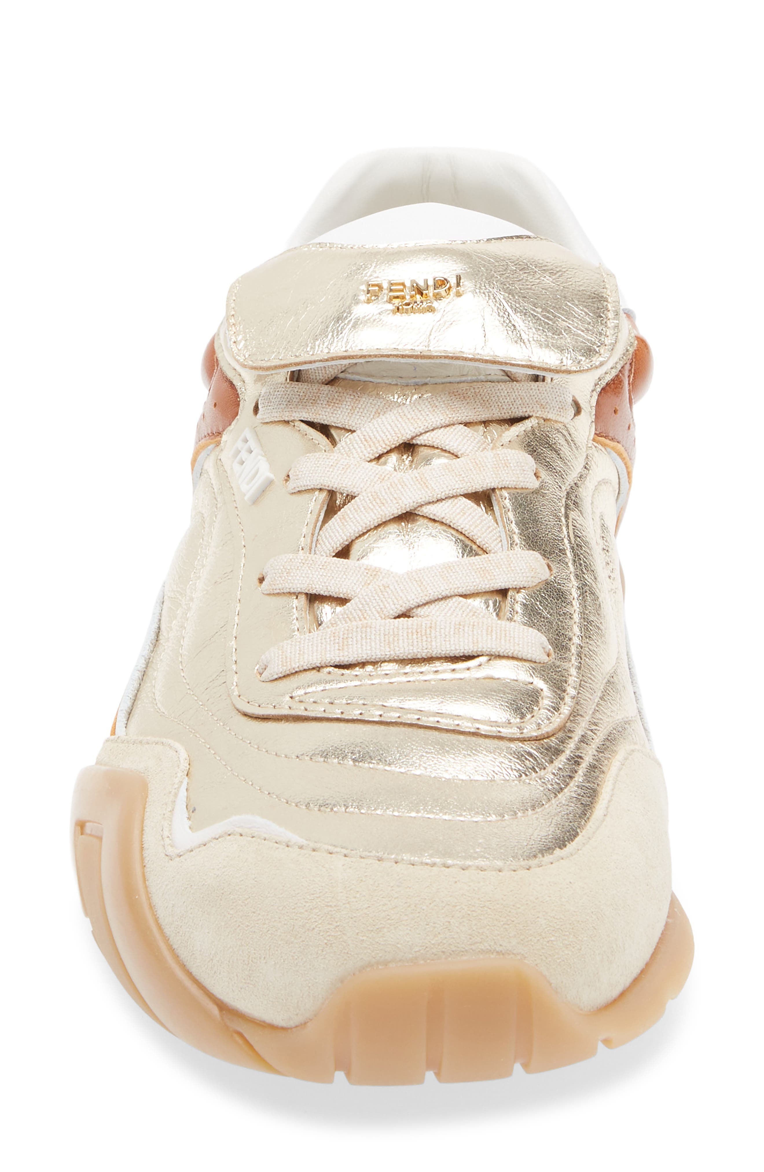 Fendi Pulse Sneaker, Alternate, color, Gold/Brown