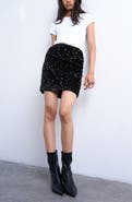 Topshop Ruched Sequin Miniskirt