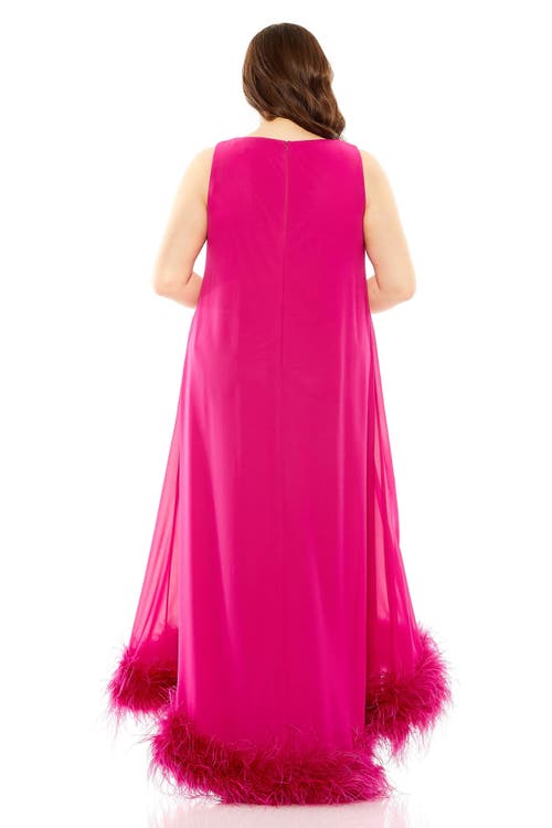 MAC DUGGAL MAC DUGGAL HIGH NECK FEATHER HEM GOWN 