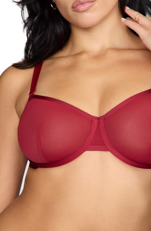 Cuup The Balconette Mesh Underwire Bra In Scarlet