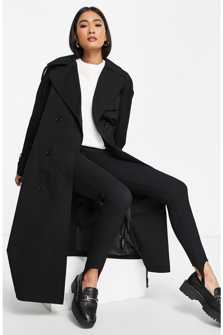 Classic Oversize Cotton Trench Coat, Alternate, color, BLACK