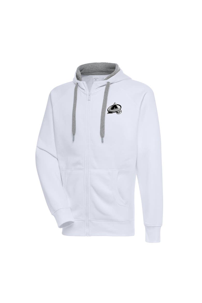 Men's Antigua  White Colorado Avalanche Metallic Logo Victory Full-Zip Hoodie, Main, color, White
