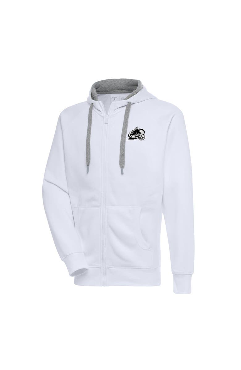 ANTIGUA Men's Antigua  White Colorado Avalanche Metallic Logo Victory Full-Zip Hoodie, Main, color, White
