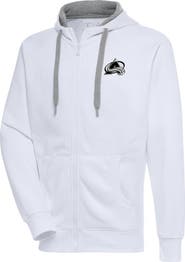 ANTIGUA Men's Antigua White Colorado Avalanche Metallic Logo Victory Full-Zip Hoodie