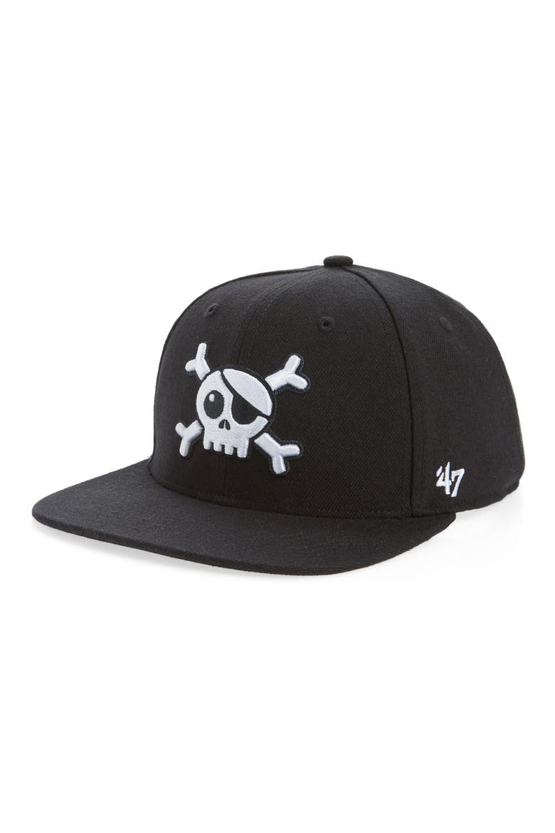 Skull Patch Baseball Cap, Main, color, WHITE