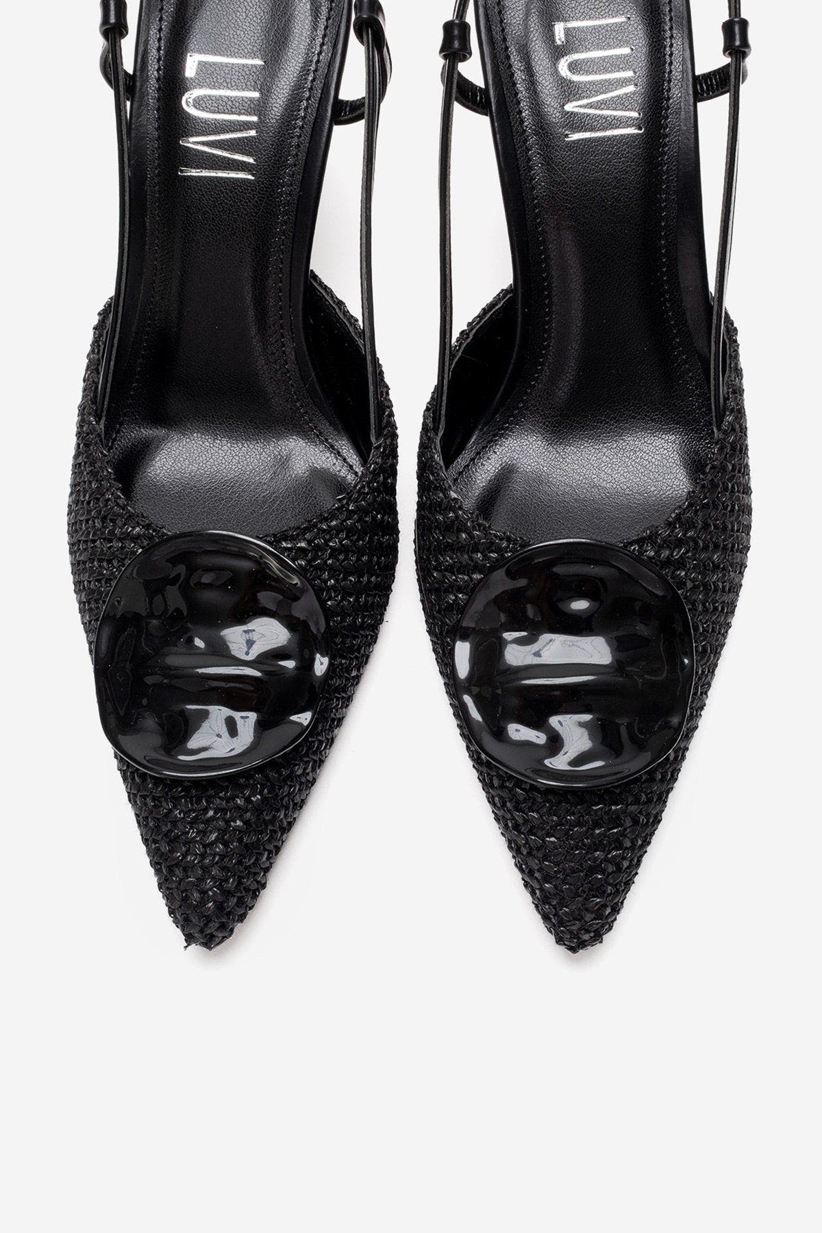 Prologue Shoes Levia Woven Pointed Toe Slingback Pump, Alternate, color, Black