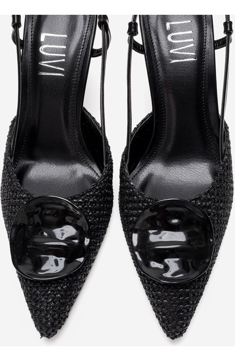 Prologue Shoes Levia Woven Pointed Toe Slingback Pump, Alternate, color, Black