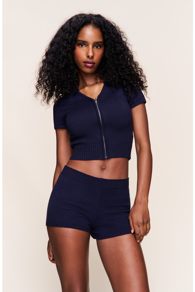 Calesia Zip Up Top, Alternate, color, Navy