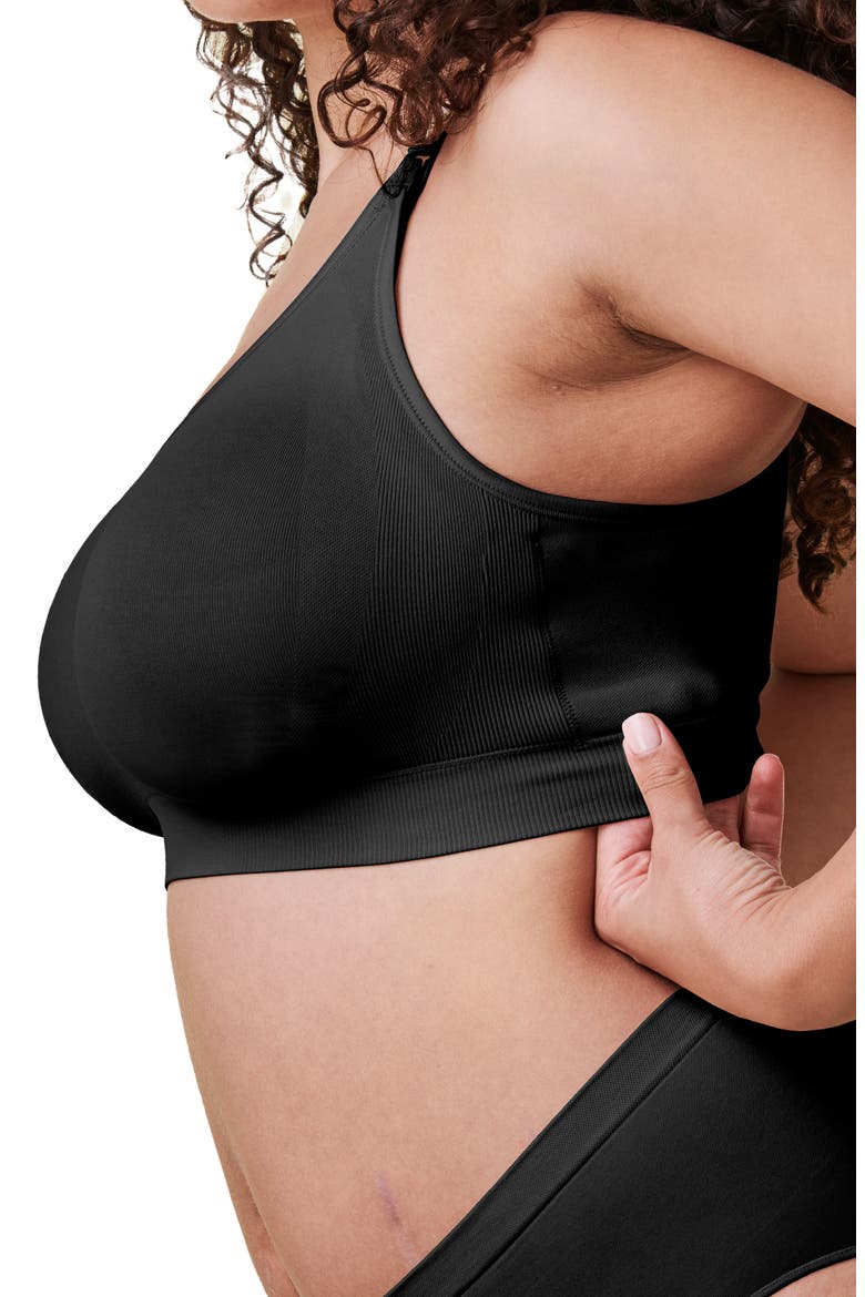 Body Silk Seamless Recycled Nylon Blend Wireless Maternity/Nursing Bra, Alternate, color, BLACK