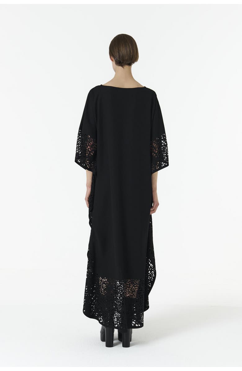 Leem Laser-Cut Kaftan, Alternate, color, Black