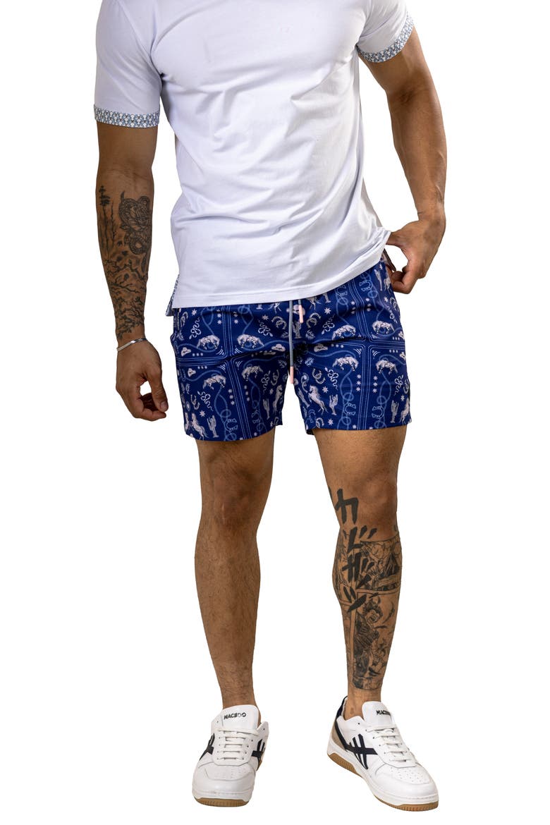 Swim Marthyr Print Swim Trunks, Alternate, color, BLUE