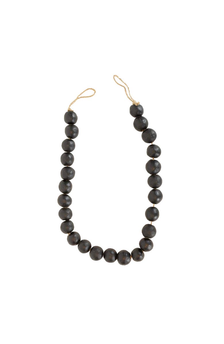 Foreside Home and Garden Bead Garland Black Terracotta & Jute, Main, color, Black
