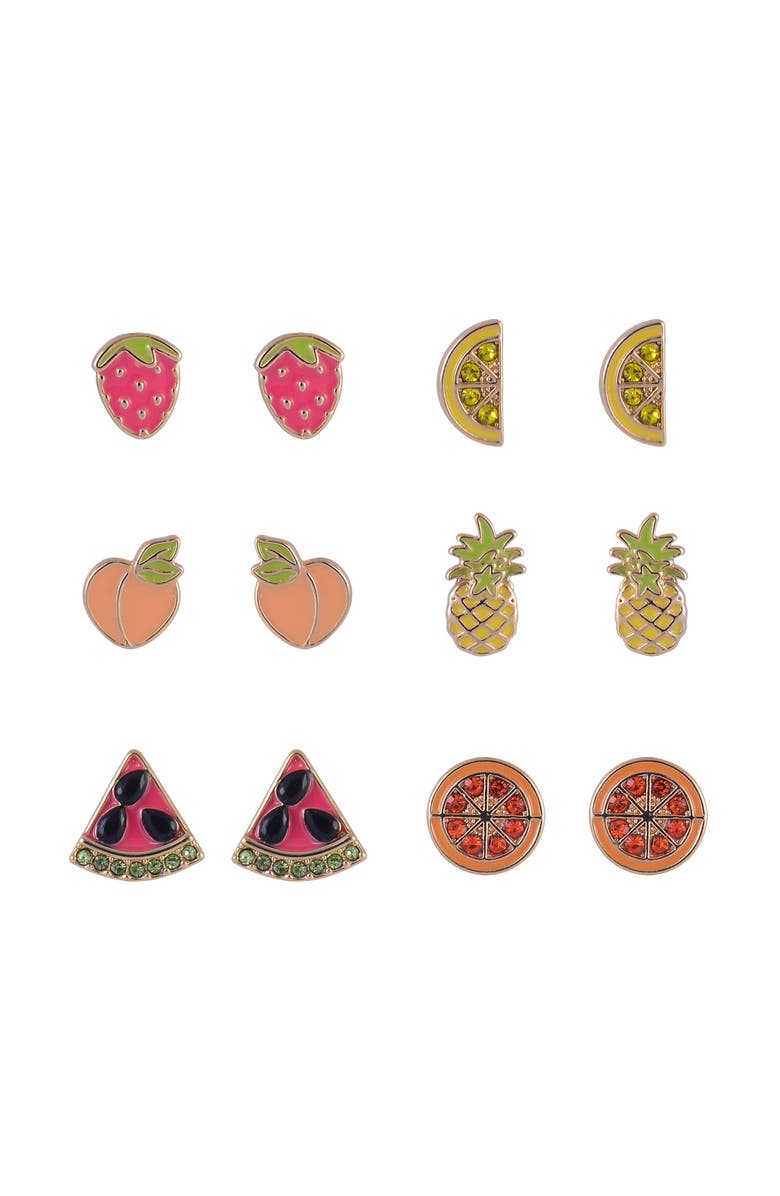 Hallmark 6 Pack Fruit Stud Earring Set, Alternate, color, Multicolored
