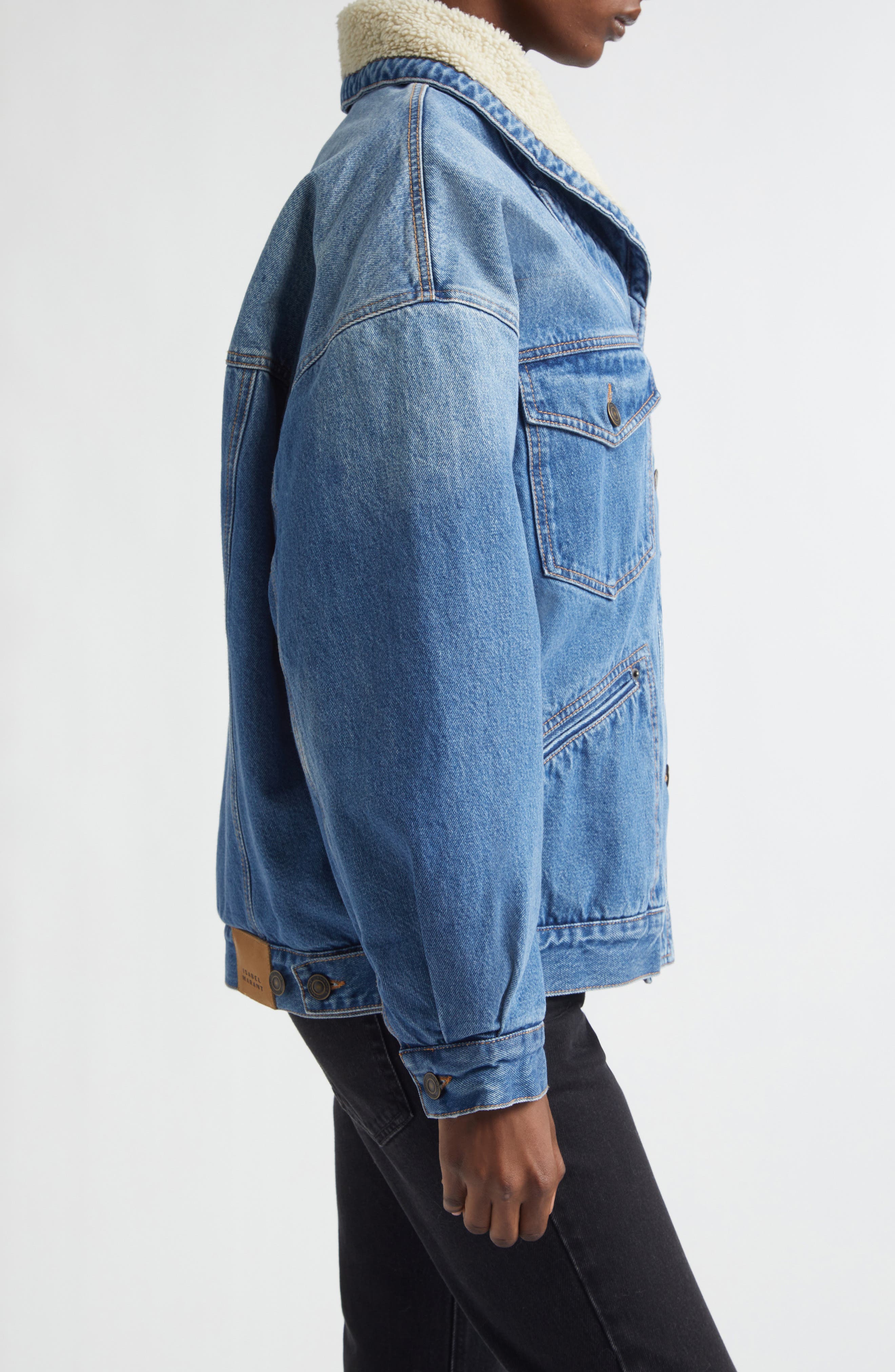 Isabel Marant Pimia Faux Shearling Lined Denim Jacket (Women) | Nordstrom