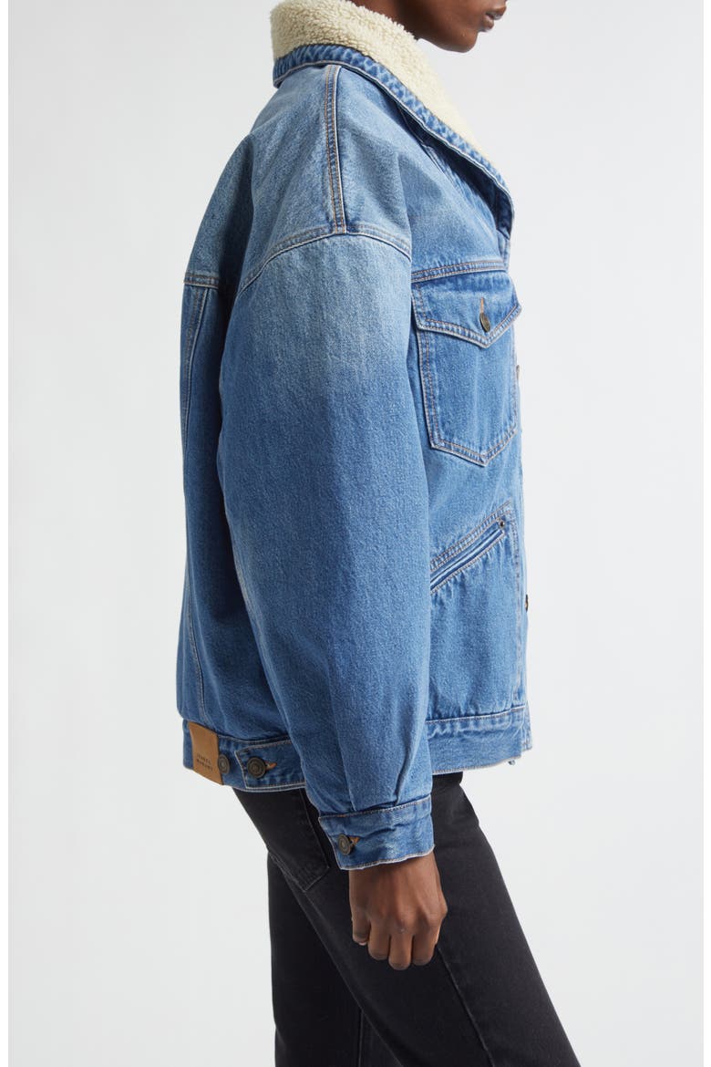 Pimia Faux Shearling Lined Denim Jacket, Alternate, color, LIGHT BLUE
