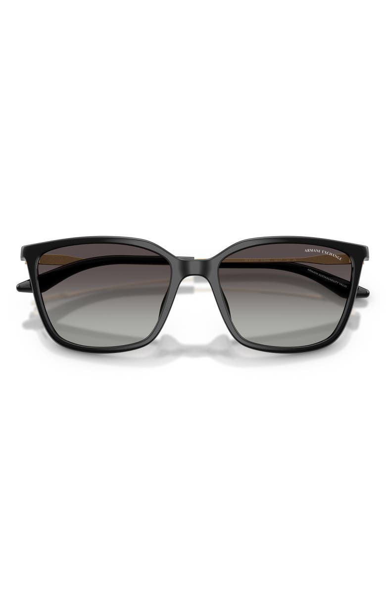 Armani Exchange 55mm Square Sunglasses, Alternate, color, Shiny Black / Grey Gradient