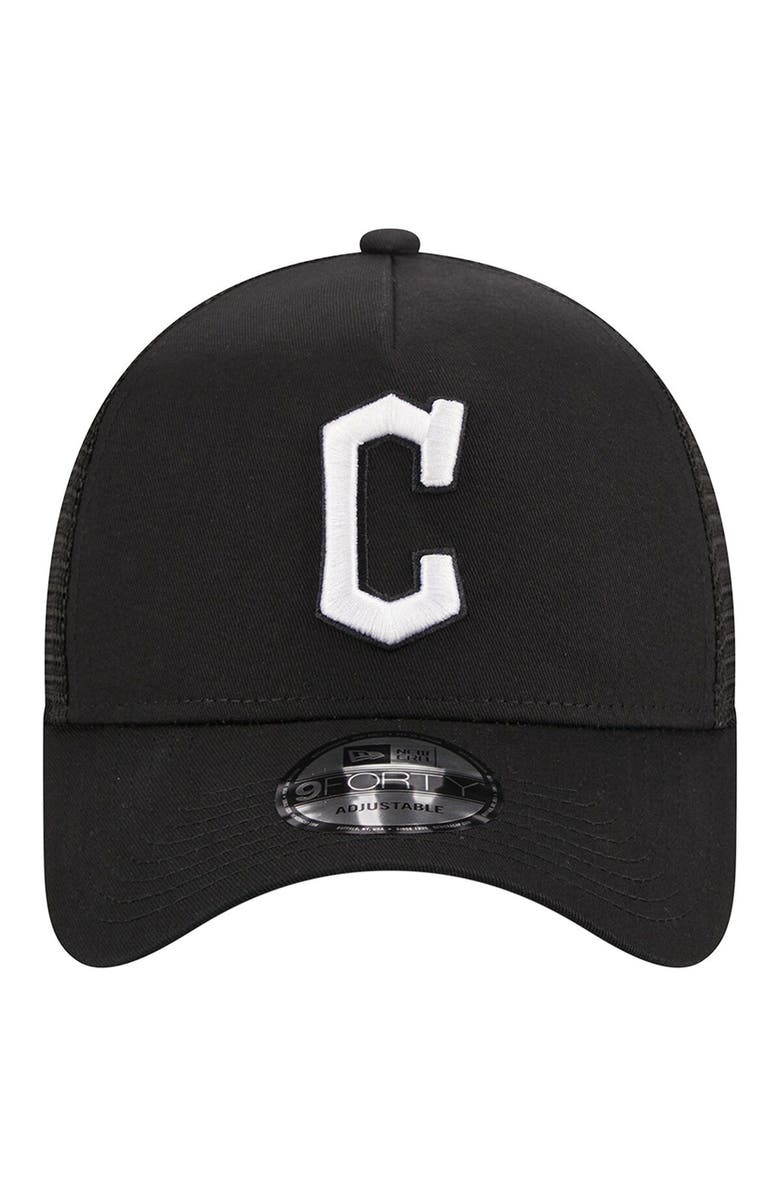 New Era Men's New Era Black Cleveland Guardians A-Frame 9FORTY Trucker Adjustable Hat, Alternate, color, 
