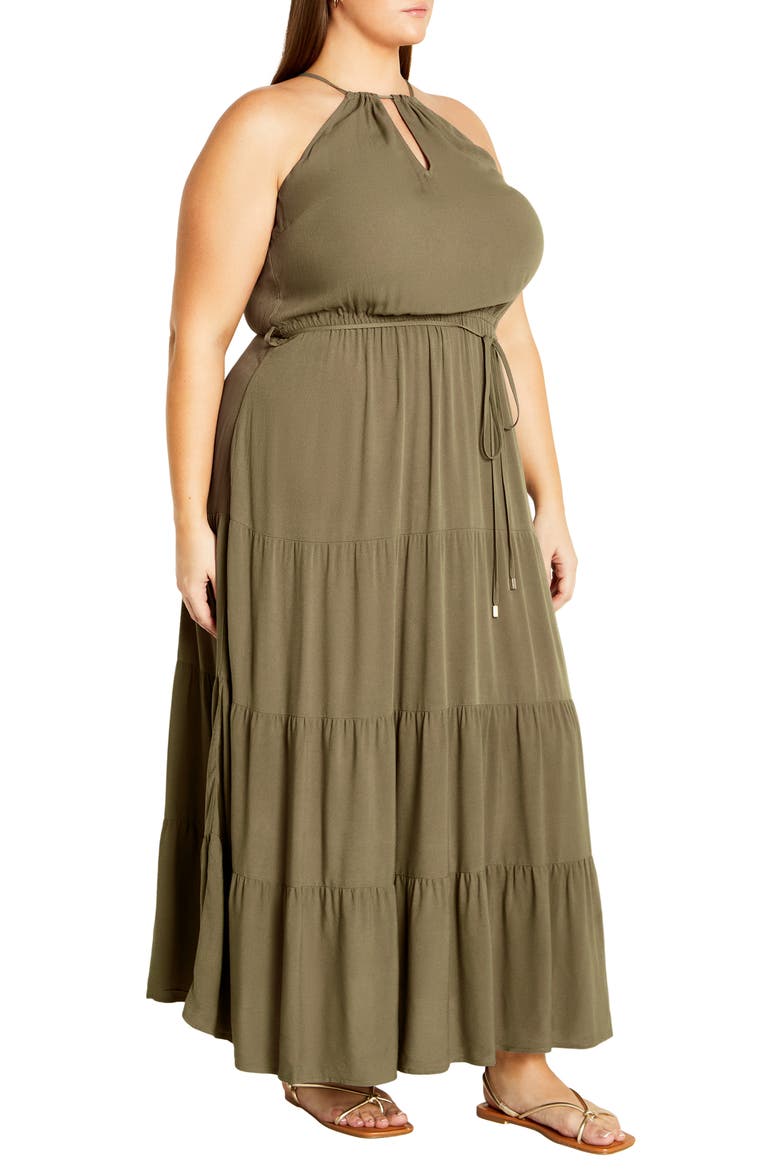 Stacey Keyhole Tiered Maxi Dress, Alternate, color, OLIVE