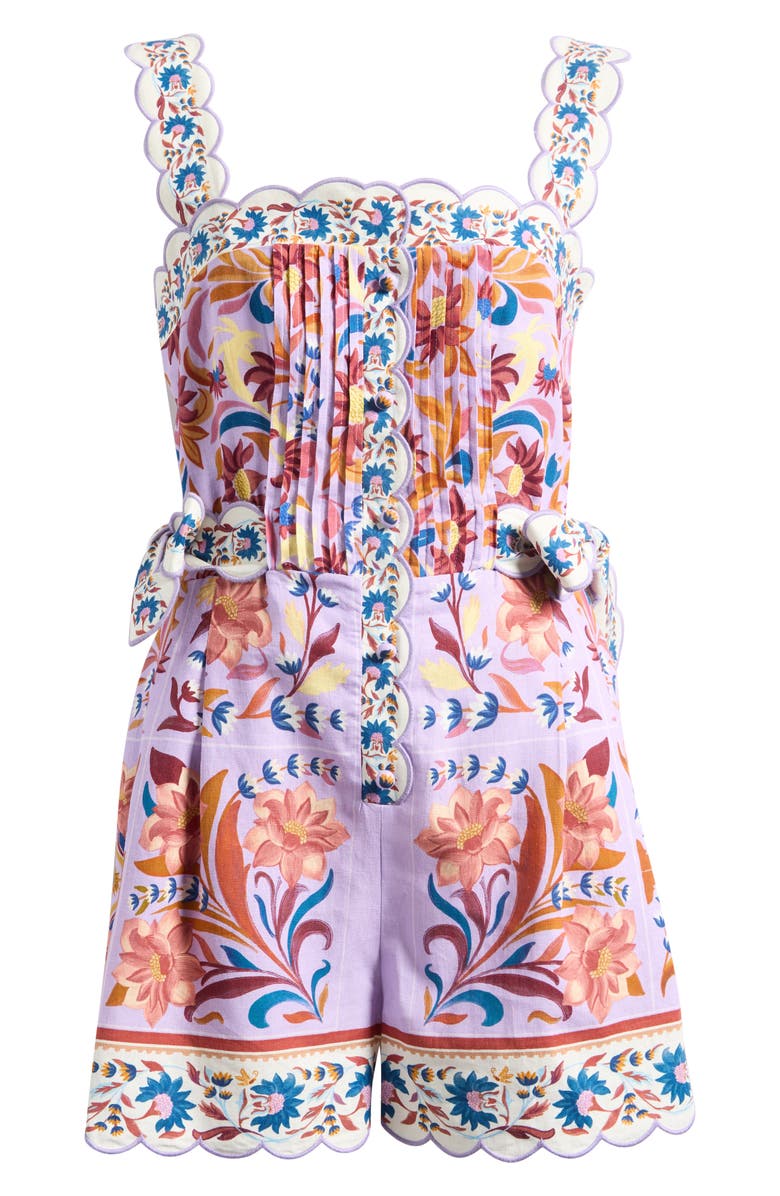 FARM Rio Flower Tiles Lilac Romper, Main, color, Flower Tiles Lilac