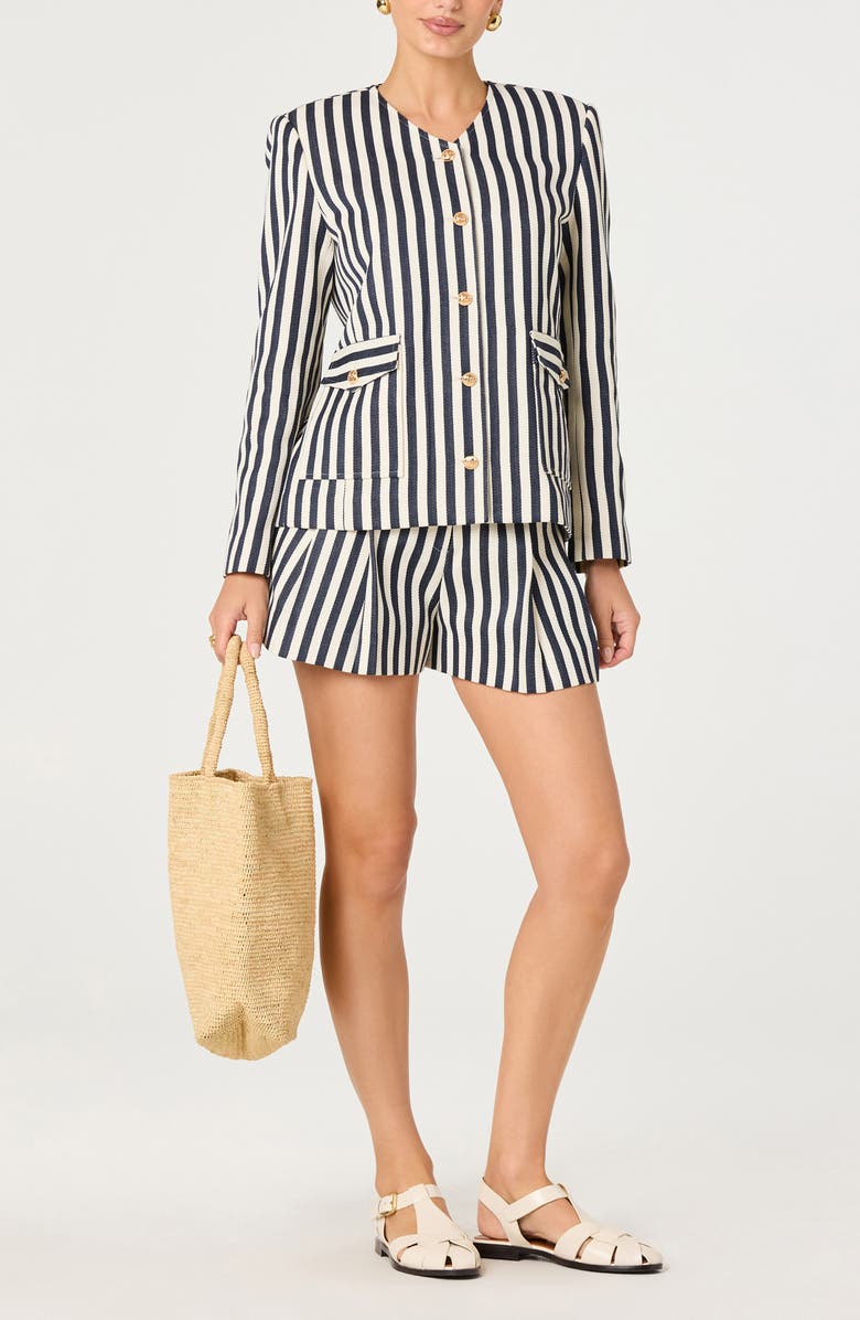 ASTR the Label Preston Stripe Shorts, Alternate, color, Cream Navy Stripe
