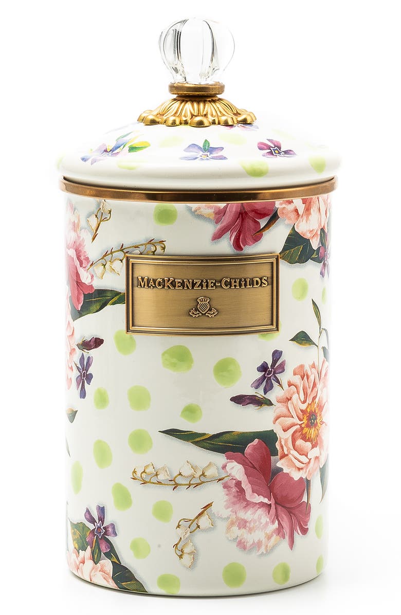 MACKENZIE CHILDS Wildflowers Large Enameled Canister, Main, color, Ivory Multi