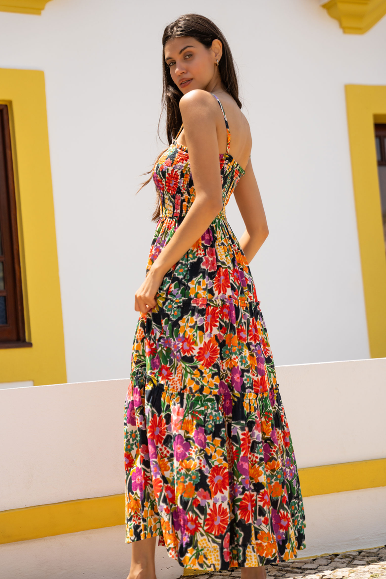 Cecilia Smocked Tiered Maxi Dress, Alternate, color, Gardenia