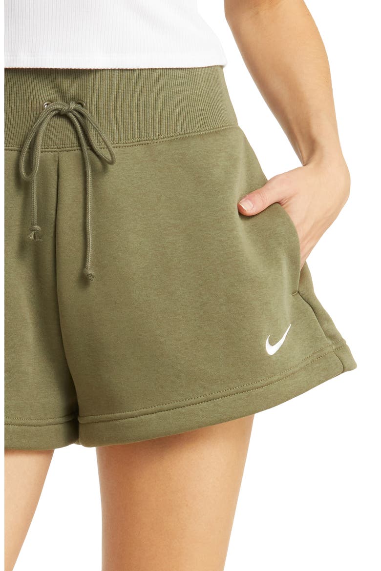 Sportswear Phoenix Fleece Mid-Rise 4-Inch Shorts, Alternate, color, MEDIUM OLIVE/ SAIL