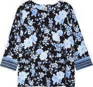 Anne Klein Floral Print Border Top