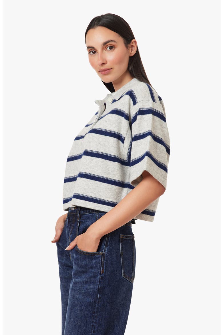 Stripe Rugby Polo Sweater, Alternate, color, HEATHER GREY