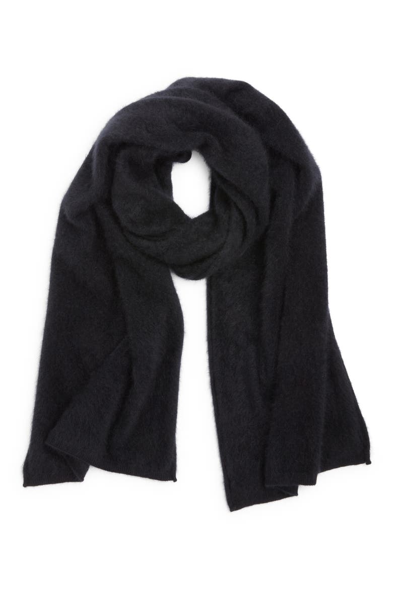 Brushed Cashmere Scarf, Alternate, color, BLACK ROCK