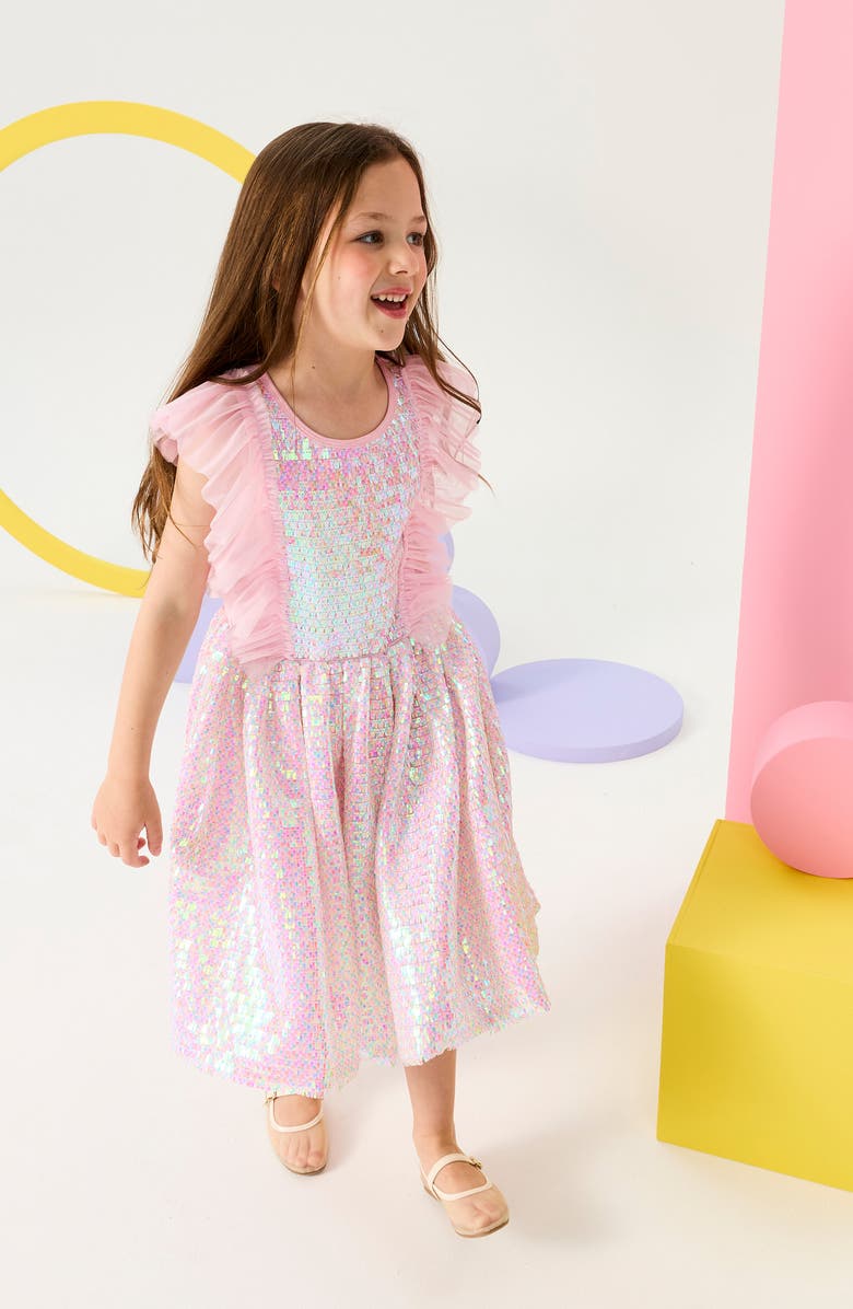 Rock Your Kid Kids' Sequin Ruffle Party Dress, Alternate, color, Multi Pink