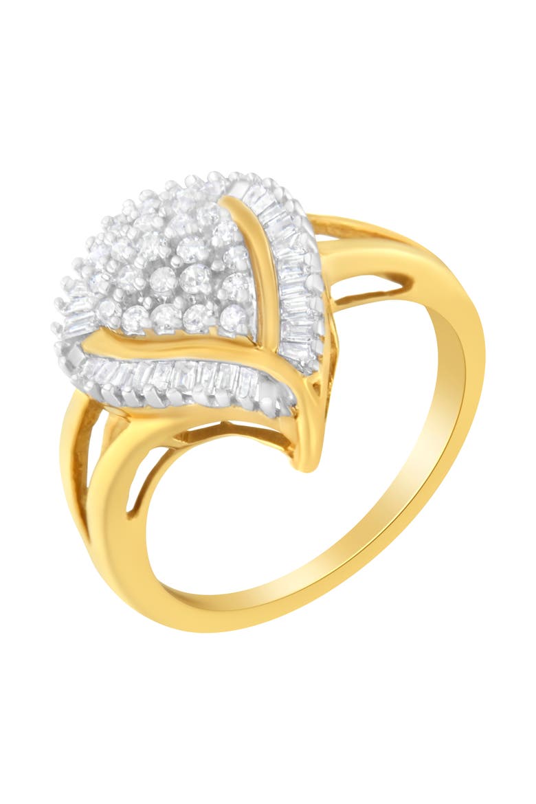 10K Yellow Gold 1/2 Cttw Diamond Curved Pear Cluster Ring, Alternate, color, Yellow Gold