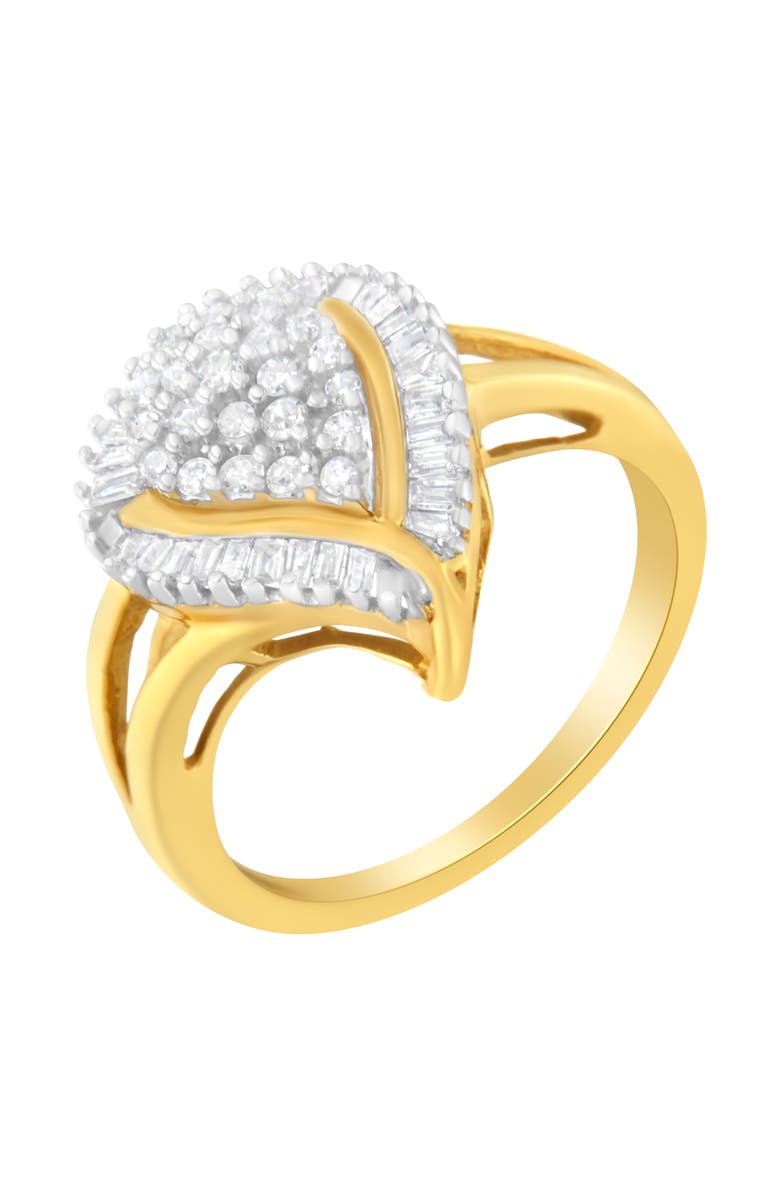 Haus of Brilliance 10K Yellow Gold 1/2 Cttw Diamond Curved Pear Cluster Ring, Alternate, color, Yellow Gold