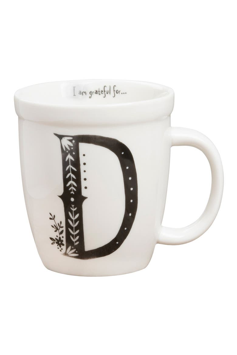 'I Am Grateful For' Monogram Coffee Mug, Main, color, WHITE - D