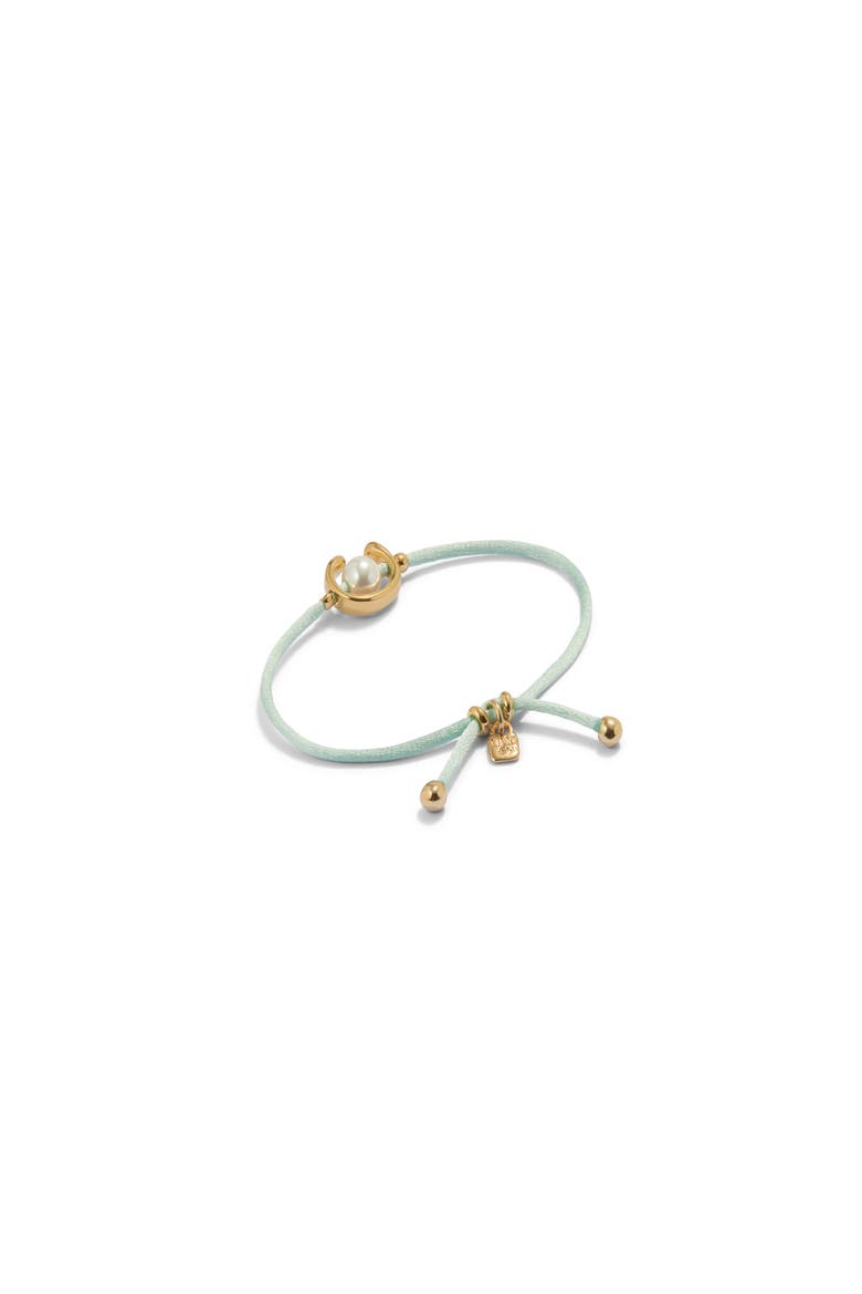 Blue Silk-Style Thread Bracelet with Pearl Detail, Alternate, color, Gold