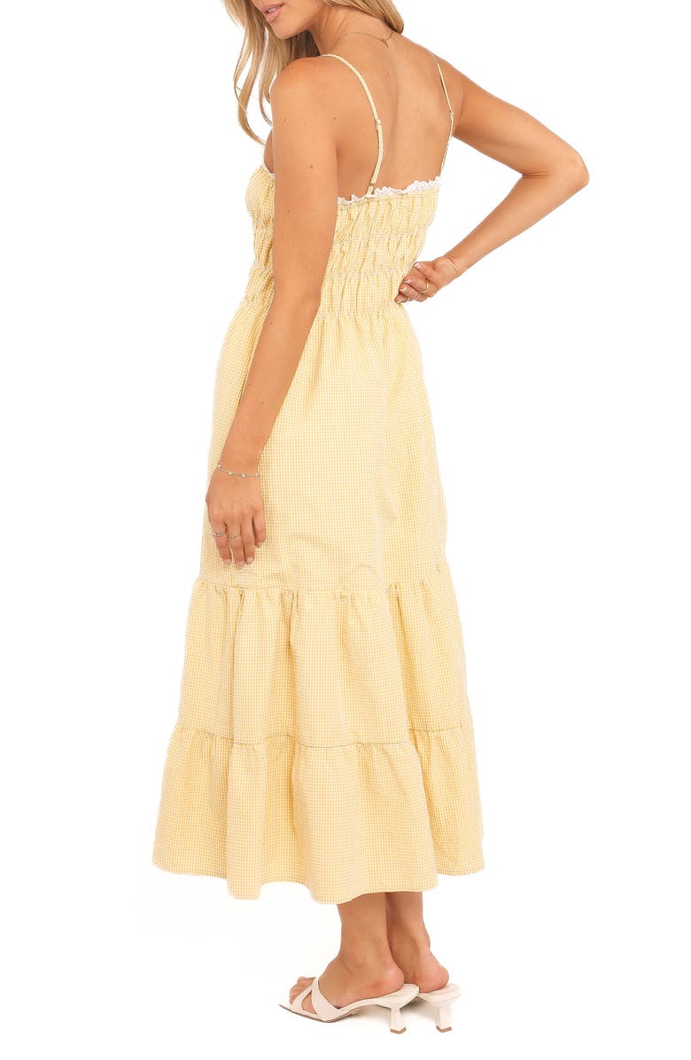 Petal & Pup Bernadine Cotton Blend Gingham Maxi Dress, Alternate, color, Mango