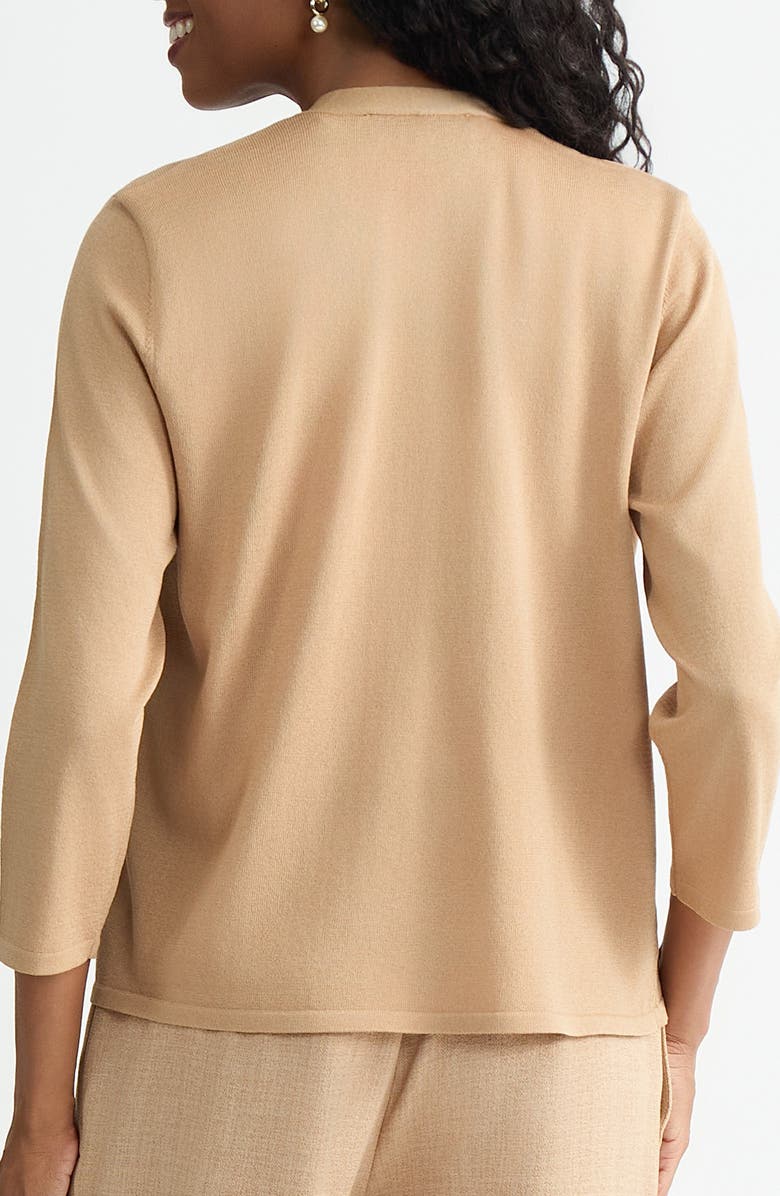 KASPER Self Edge Open Front Cardigan, Alternate, color, Toasted Wheat