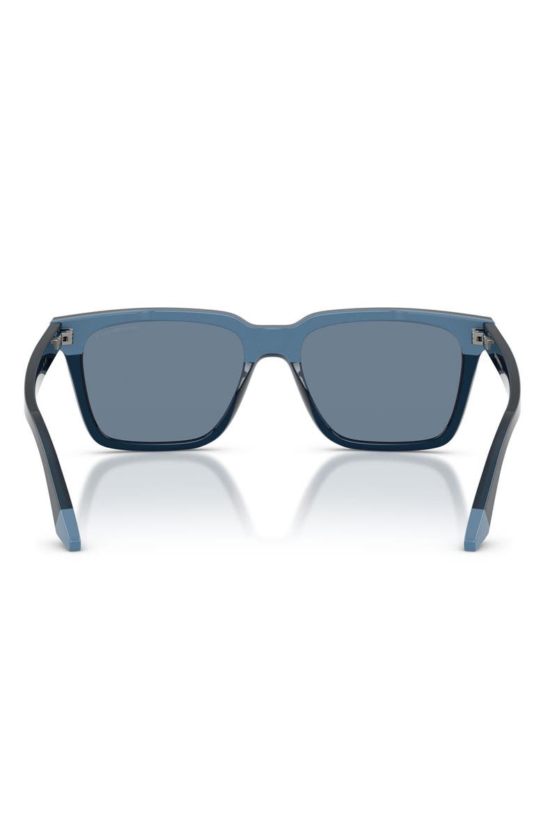 Emporio Armani 56mm Polarized Square Sunglasses, Alternate, color, Shiny Opal Blue/ Blue Polar