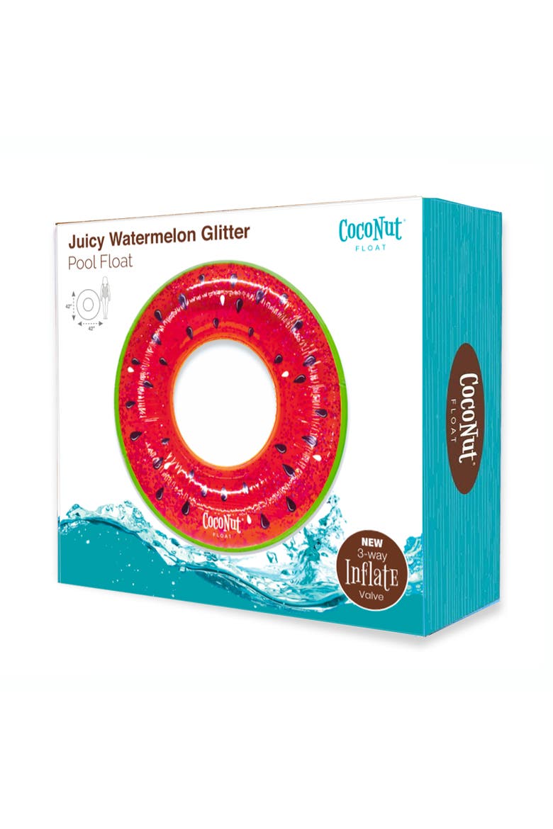 Juicy Watermelon Glitter 42" Pool Float Ring, Inflatable, Antileak, Durable, Alternate, color, Pink