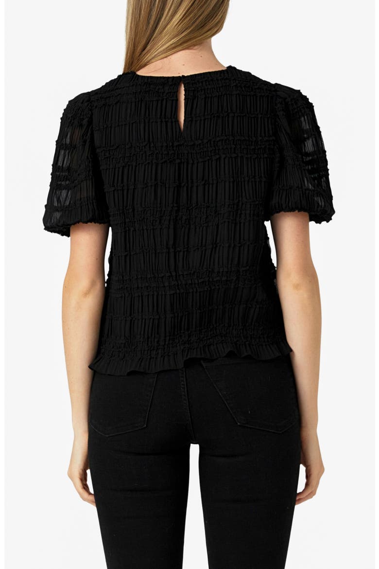 Smocked Puff Sleeve Top, Alternate, color, BLACK