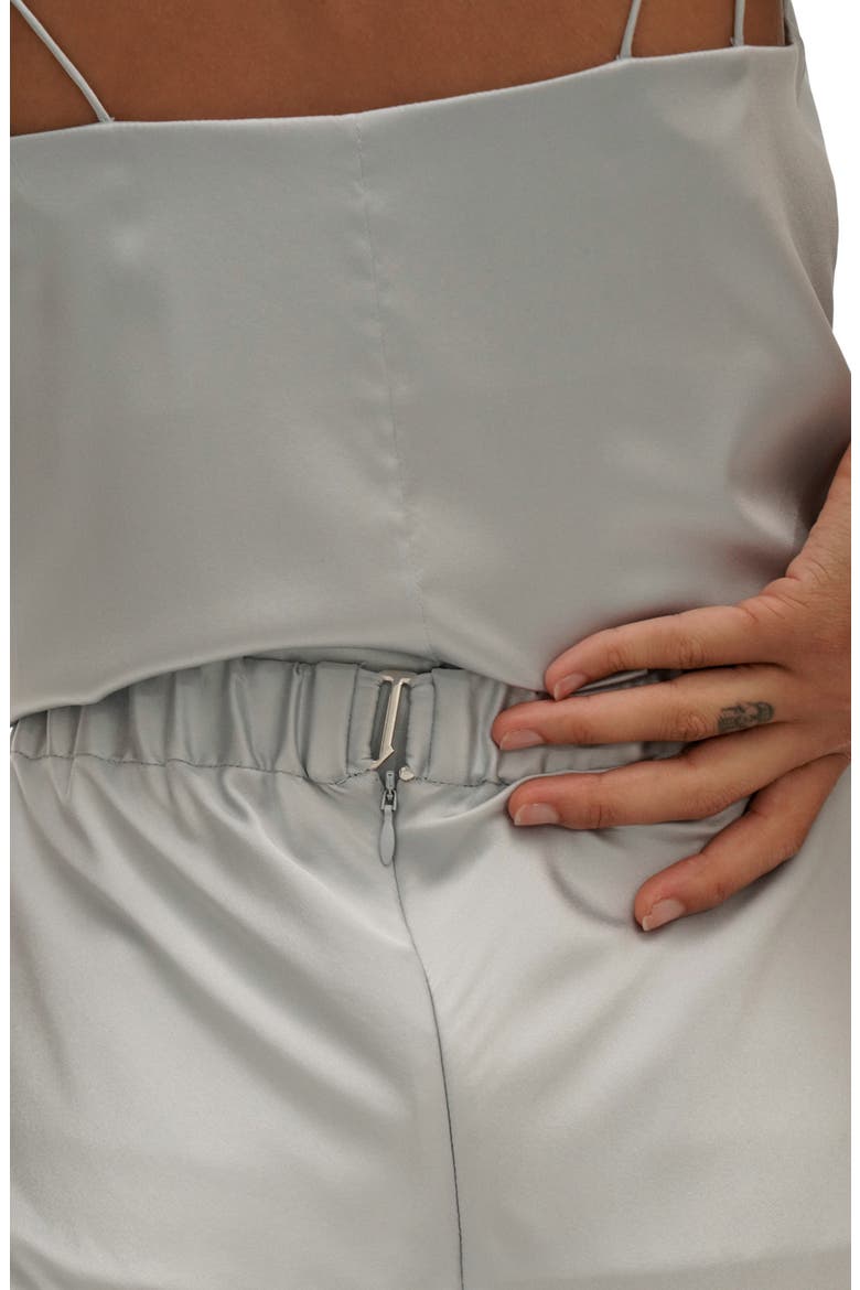 Ruched Stretch Silk Skirt, Alternate, color, ASH BLUE