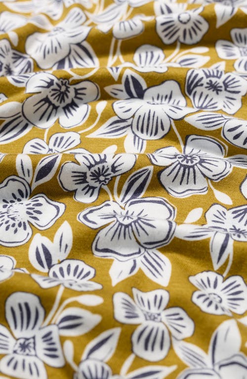 Seasalt Cornwall Kellow Print Three Quarter Sleeve Jersey Top In Yellow
