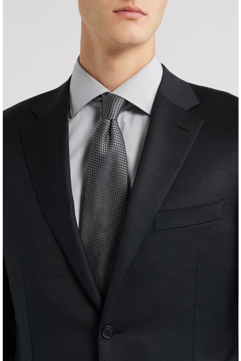 Siena Regular Fit Black Check Wool Suit, Alternate, color, BLACK