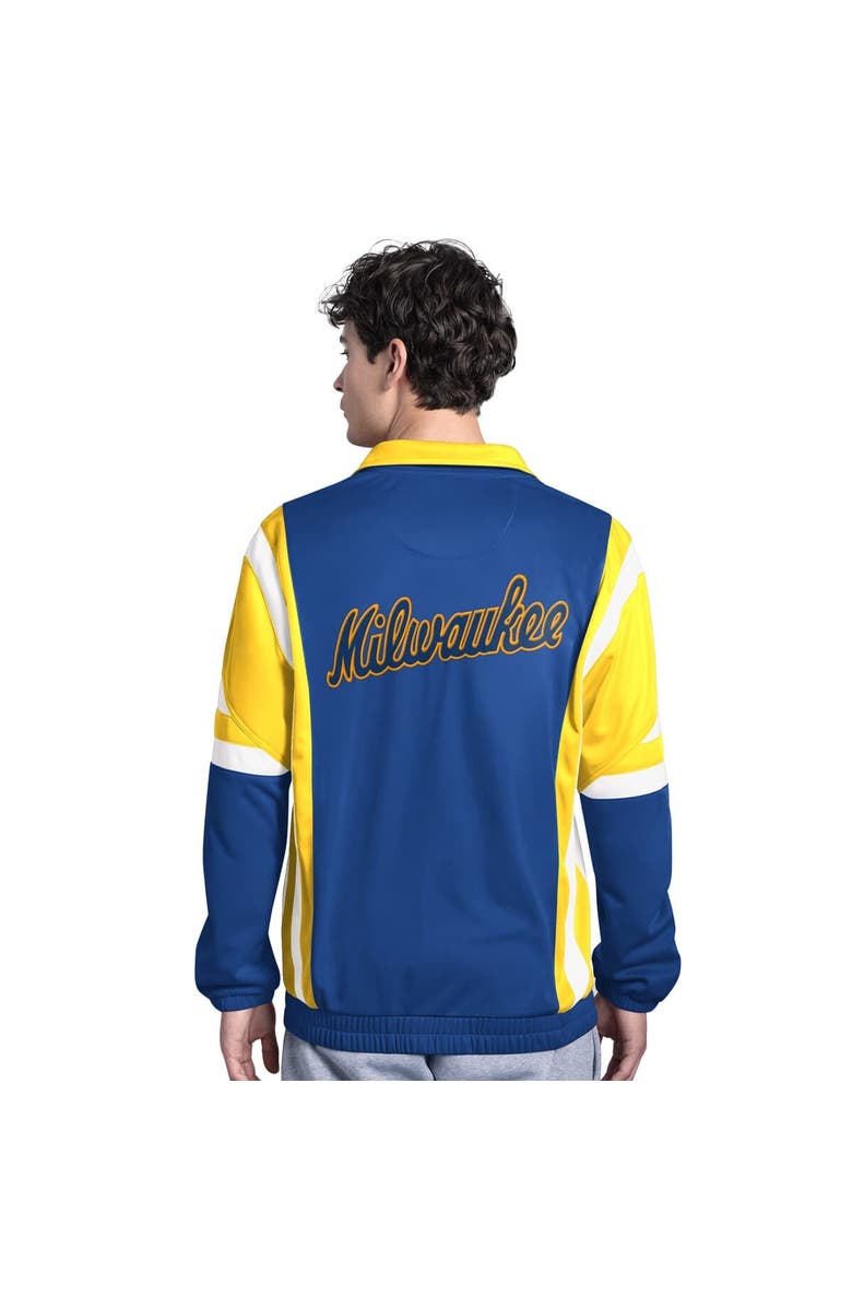 STARTER Men's Starter Royal/Gold Milwaukee Brewers Contender Tricot Full-Zip Track Jacket, Alternate, color, Royal